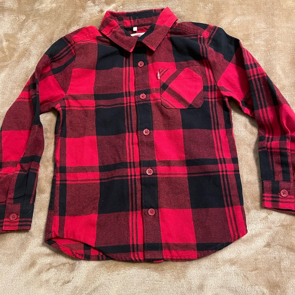 Levi’s Boys Buffalo Check Button Up Long Sleeve